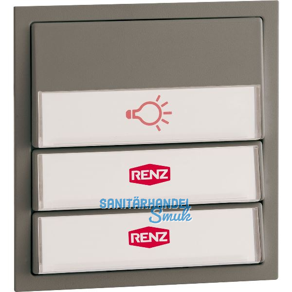 Tastenmodul f�r Renz-Frontplatte, m. 1 Licht- u. 2 Klingeltaster,Kunststoff grau