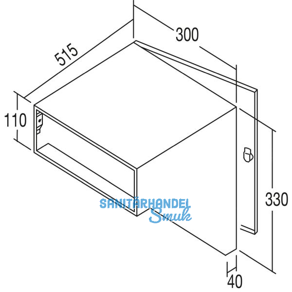 RENZ Durchwurfbriefkasten schr�g,300x330x515 mm,Mauerst�rke 535mm,Stahl verzinkt