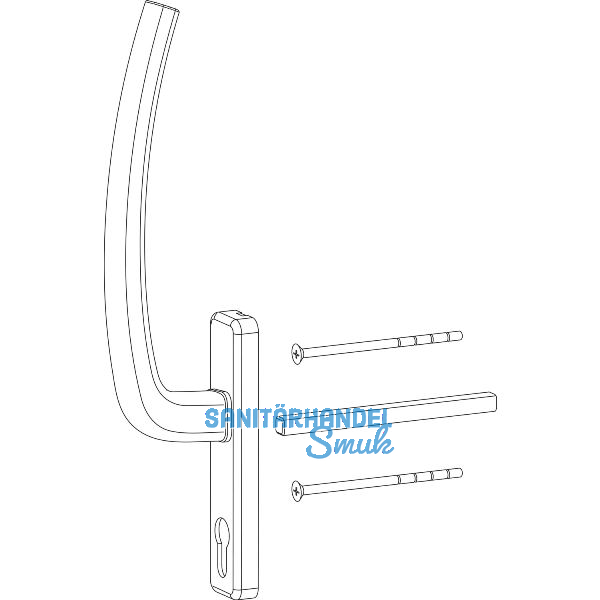 HAUTAU ATRIUM HS Griff PZ innen mit VK, TS 68-80 mm, Alu silber eloxiert