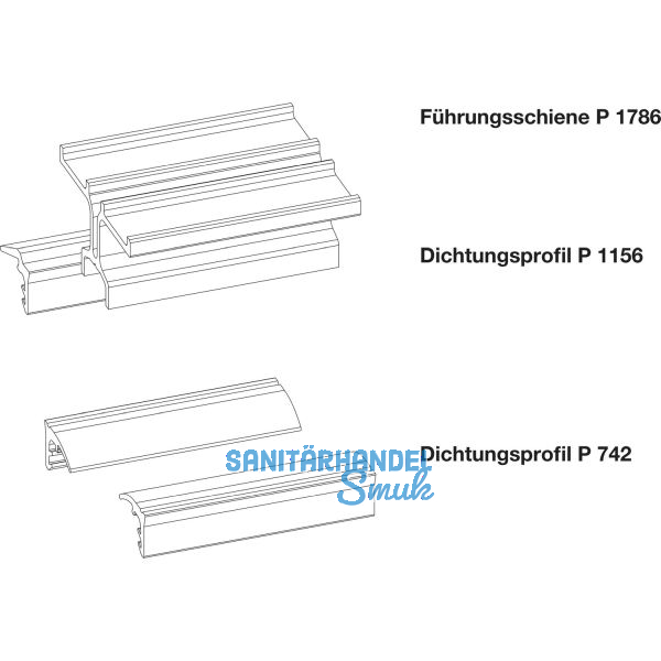 GU HS F�hrungsschienen-Set oben P1786 L=4900 mm silber eloxiert