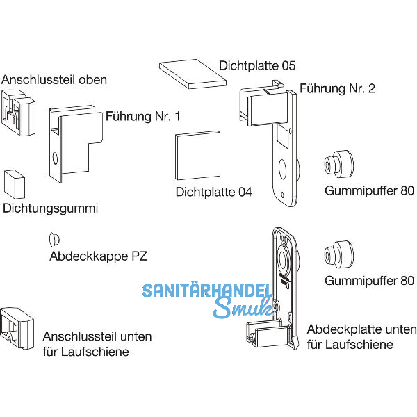 GU HS Zubeh�r-Beutel F�hrungsschiene P1786 Laufschiene H�he 15 mm grau