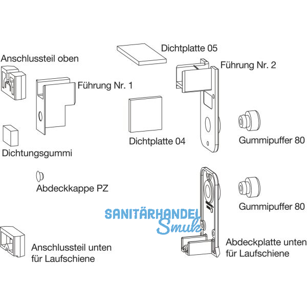 GU HS Zubeh�r-Beutel F�hrungsschiene P1786 Laufschiene H�he 10 mm grau