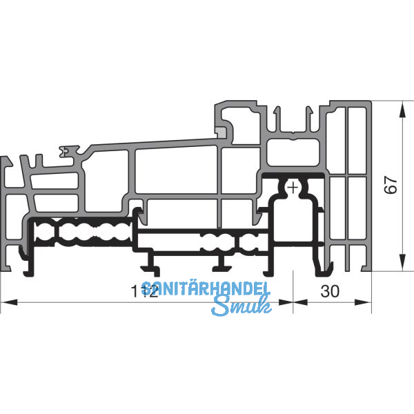 GU Thermostep 164 Grundk�rper Bodenschwelle L=4500 mm silber