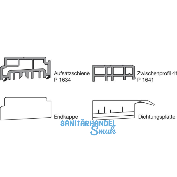GU Thermostep 164 Aufsatzschienen-Set A, L=2500 mm, Schema A/C, Kunststoff grau