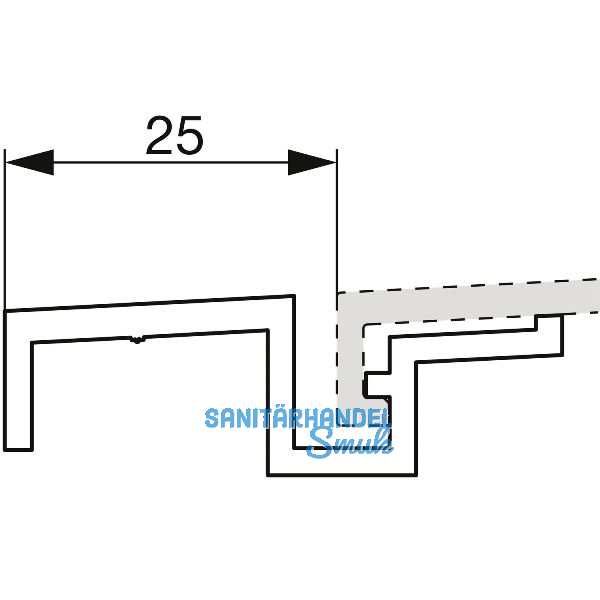 GU Thermostep/Timberstep Verbreiterungsprofil P 1051, L=6700 mm, silber eloxiert