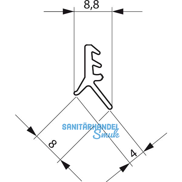 GU Dichtungsprofil P743, unten und vertikal, Kunststoff schwarz