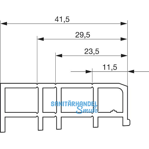 GU Thermostep 164 Zwischenprofil 41 P1641, L=3300 mm, Kunststoff grau