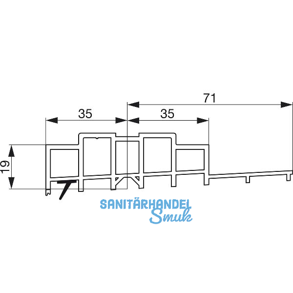 GU Thermostep 204 Aufsatzschiene 19/71 P1987 , TS 78 mm, L=3300 mm, auf Ma�