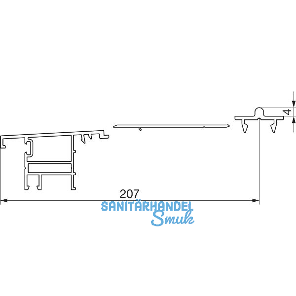 GU Thermostep 204 Trittschwellen-Set 4/207 L=5000 mm IV110 / FA 22 mm Alu silber