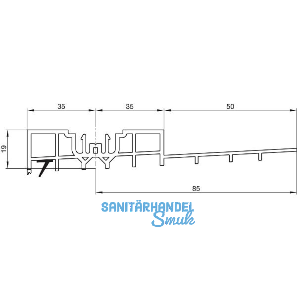 GU Thermostep 204 Aufsatzschiene-1 19/85 P1978 L=2500 mm silber