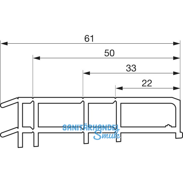 GU Thermostep/Timberstep Zwischenprofil 61 P1846, L=3300 mm, Kunststoff grau