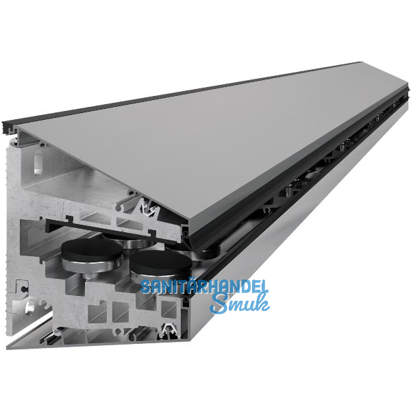 Glasvordachsystem SMART GLASS, Glasbreite 1500 mm, Aluminium Edelstahl-Effekt
