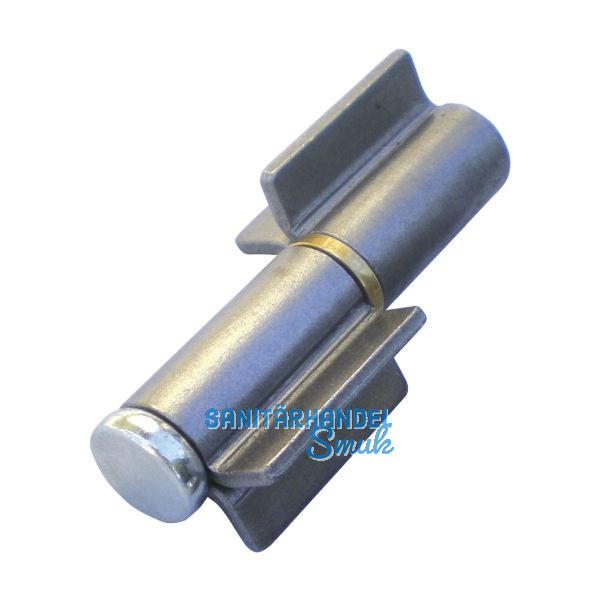 Anschwei�band 2-teilig V-Lappen, Stahl blank; Stift 16 mm mit Messingring