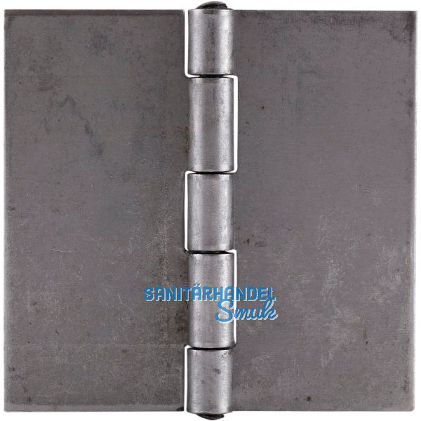 Anschwei�scharnier mit festem Stift, 60 x 60 x 1,5mm,Rollen � 6,7 mm,Stahl blank