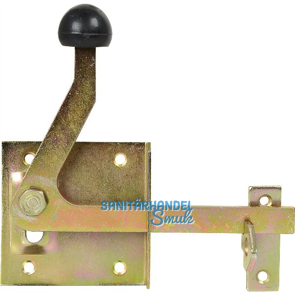 Gartentorfalle mit Schlie�haken, 150 mm, Platte 80 x 80 mm, Stahl gelb verzinkt