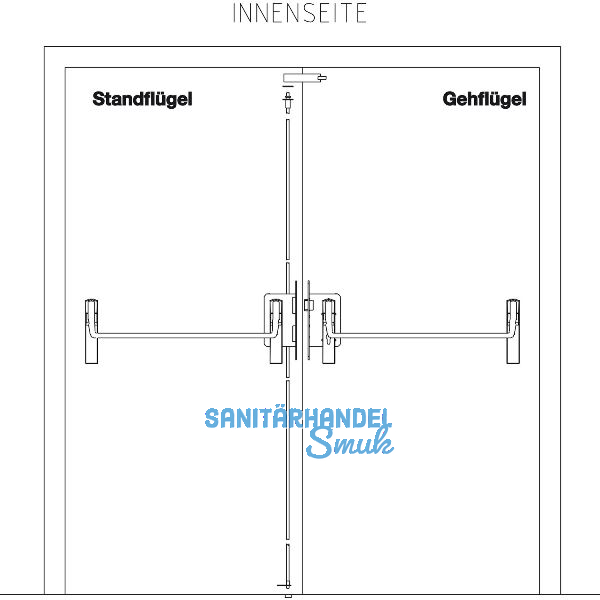 BKS Fluchtt�rschloss-Set 2 flg. Funktion E/EN 1125, rechts, DM 65, Alu