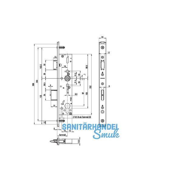 BKS Fluchtt�rschloss 1821,U-Stulp, 2-flg.Funkt.B/EN179/1125, DM 34, Edelstahl