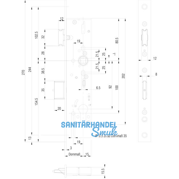 BKS Fluchtt�rschloss 1827,Fallenfest. 2-flg. Funkt. E/EN179/1125, DM35,Edelstahl