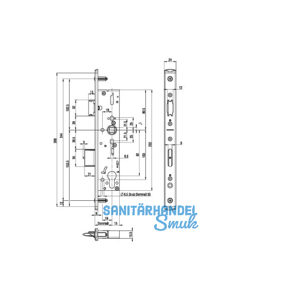 BKS Fluchtt�rschloss 1827, U-Stulp, 2-flg. Funkt. E/EN179/1125, DM 34, Edelstahl
