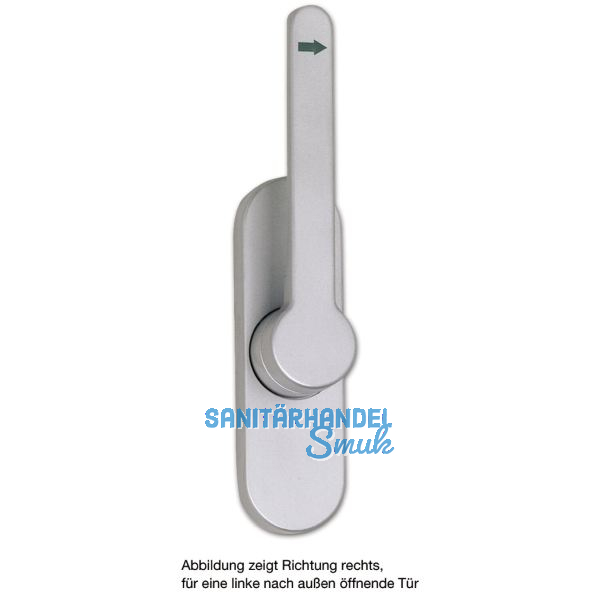 T�rtreibriegel aufliegend Pfeil, rund, rechts, Hub 25 mm, silber eloxiert