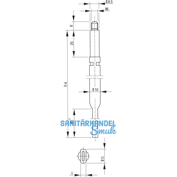 BKS Treibriegelstange 9006, 966 mm, f�r Planet T�rdichter, unten, verzinkt