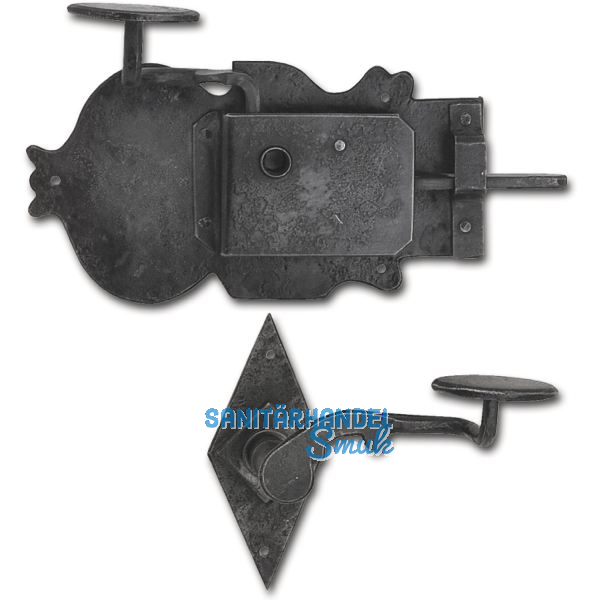 Rustikales Schlossset Grein, rechts, DM 100, Eisen verzinkt geschw�rzt