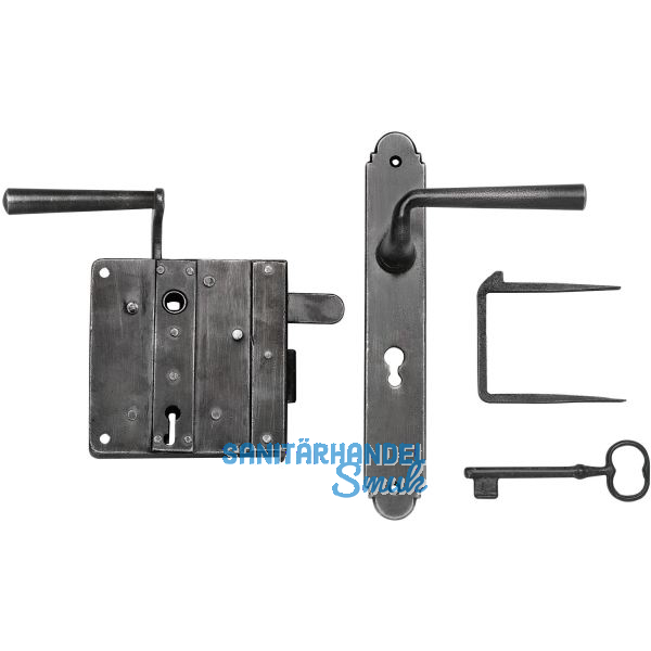 Rustikales Schlossset Drau BB, links, DM 73,5, Eisen verzinkt schwarz patiniert
