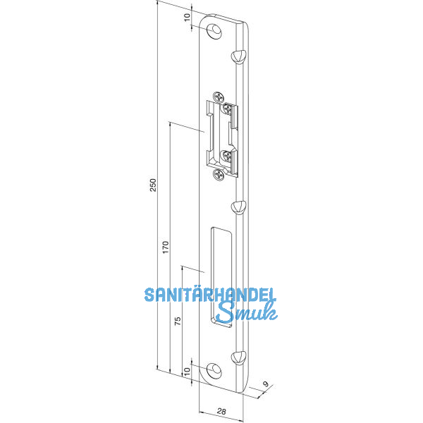 KFV Schlie�blech zu KFV AS2600/3500 f.Falle u.Riegel, rechts, verz.silber