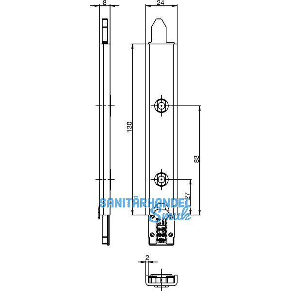 Anschlusseinheit Falzhebelgetriebe, Secury Automatic 130 Nut10,rechts,oben/unten