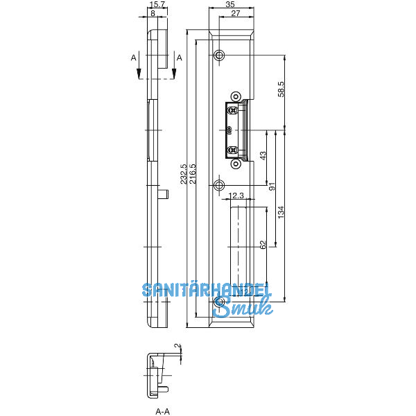 Schlie�blech Secury Automatic MR2 mit Austauschst�ck, 1flg. Rehau 730, links