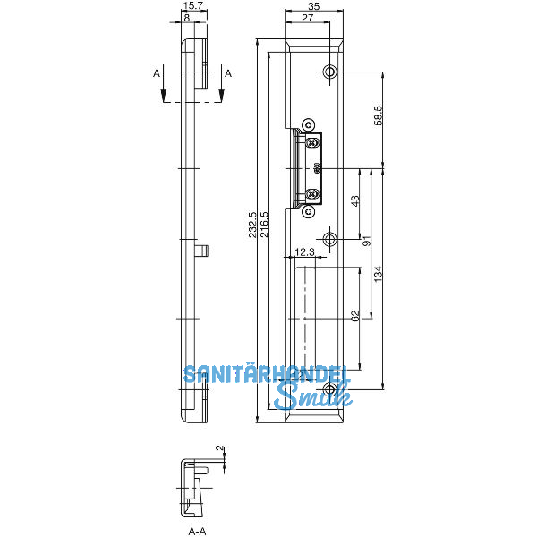 Schlie�blech Secury Automatic MR2 mit Austauschst�ck, 1 flg. Rehau 730, rechts