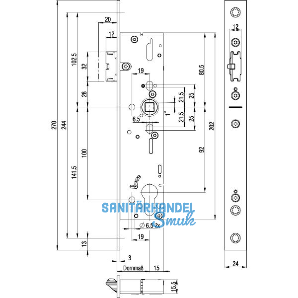 BKS Fluchtt�rschloss 1917 2-flg. selbstverriegelnd, eckig, DM 45,Edelstahl
