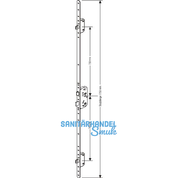 GU MFV-Schloss Secury Automatic DIN, DM 55,Stulp 1750 x 20 x 2,5mm rund, silber