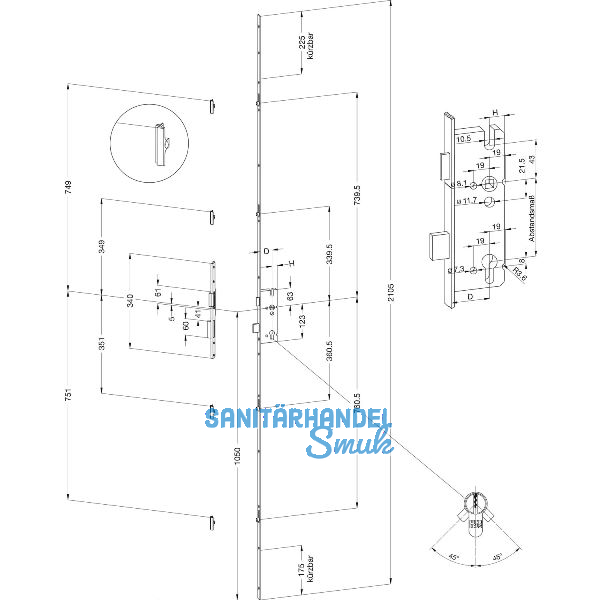 WINKHAUS Mehrfachverriegelungsschloss STV-F 1660 Rastexzenter easy-Lock DIN,DM35