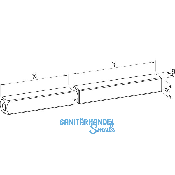 ECO Dr�ckerstift geteilt, Vierkant 9 mm, 40/60