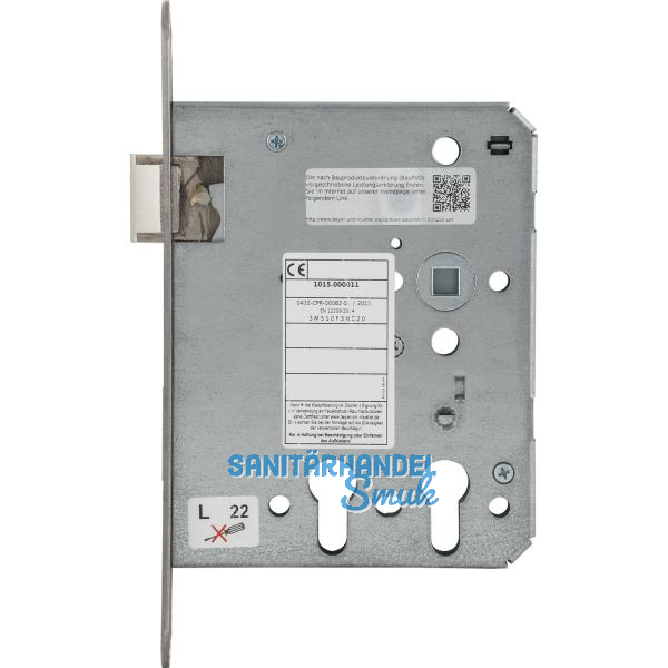BMH Einstemmschloss 1015 PZW/2 PZ Funktion, links, DM 60/100,Edelstahl Stulp 24