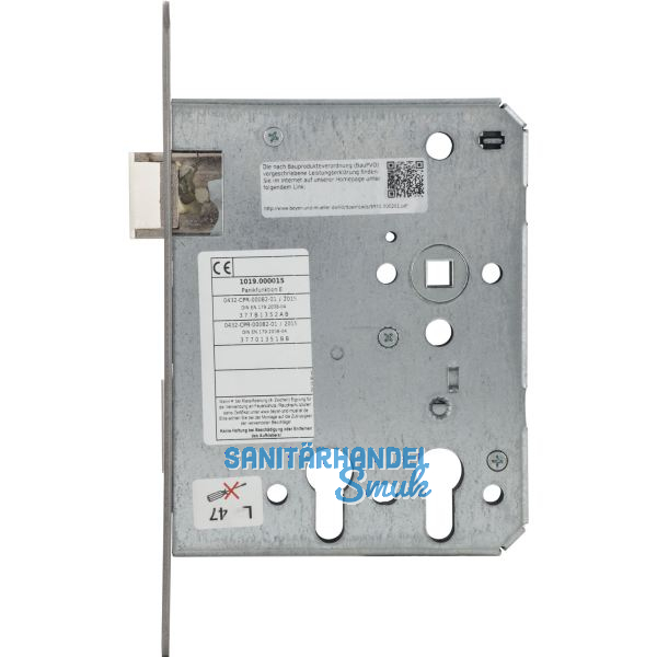 BMH Fluchtt�rschloss 1019 PZW f�r 2 Profilzylinder, rechts, DM 60/100, Edelstahl