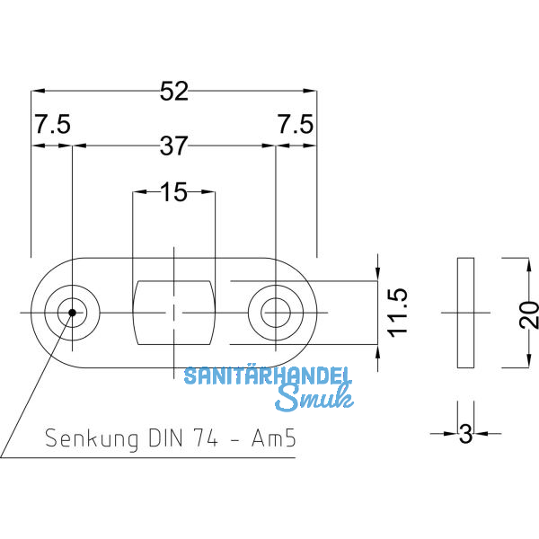 BMH Stangenschlie�blech 1143, 52 x 20 x 3 mm rund, Stahl verzinkt