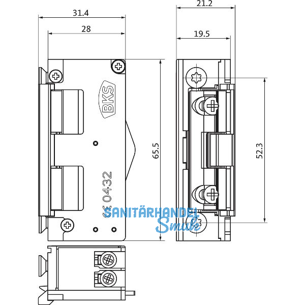 BKS T�r�ffner 9252 MET� mit Fallenf�hrung, 9-24 Volt ohne R�ckmeldung, universal