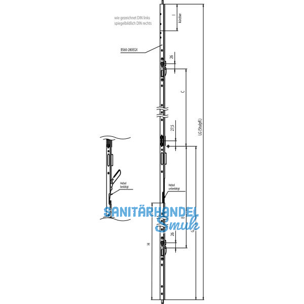 KFV Stulpfl�gelbeschlag AS 2600 BS 60 B298, rechts f. rechten Gehfl�gel