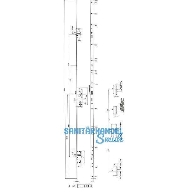 KFV MFV-Schloss BS 2300 DIN, DM 35, Stulp 24 mm eckig, VK 8 mm, Stahl verzinkt