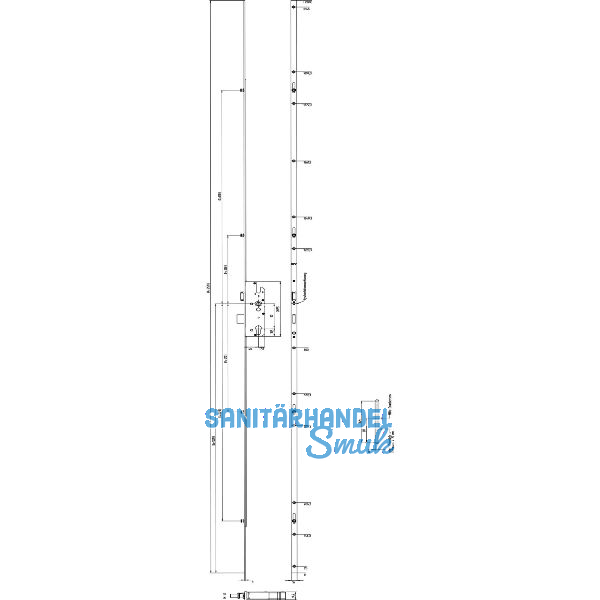 KFV MFV-Schloss BS 8100 DIN, DM 40, Stulp 16 mm eckig,verzinkt silber