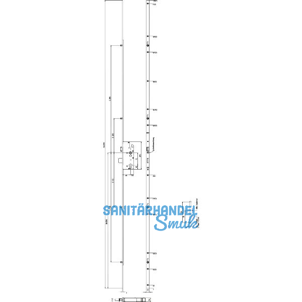 KFV MFV-Schloss BS 8100 DIN, DM 65, Stulp 20 mm eckig,verzinkt silber