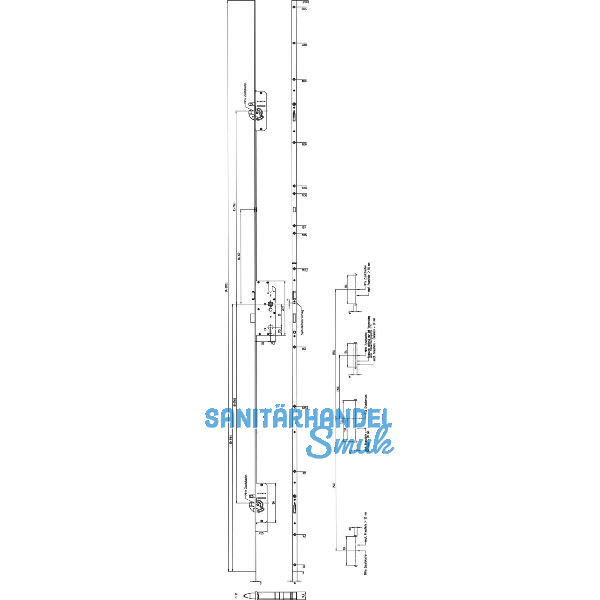 KFV MFV-Schloss BS 2600 �NORM, DM 55, Stulp 16 mm eckig, silber verzinkt