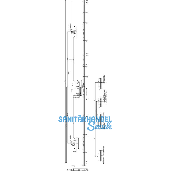 KFV MFV-Schloss BS 2600 �NORM, DM 65, Stulp 16 mm eckig, silber verzinkt