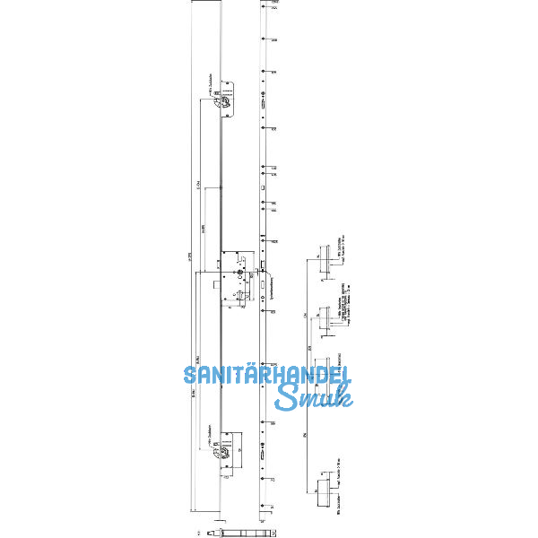 KFV MFV-Schloss BS 2600 �NORM, DM 65, Stulp 20 mm eckig, silber verzinkt