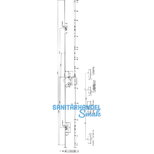 KFV MFV-Schloss BS 2300 �NORM, DM 55, Stulp 16 mm eckig, silber verzinkt