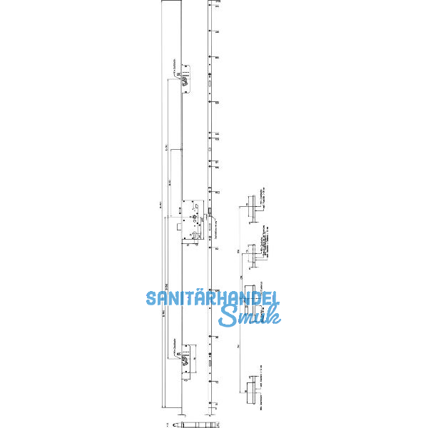 KFV MFV-Schloss BS 2300 �NORM, DM 65, Stulp 16 mm eckig, silber verzinkt