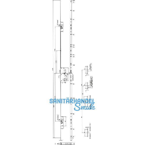 KFV MFV-Schloss BS 2300 �NORM, DM 55, Stulp 20 mm eckig, silber verzinkt