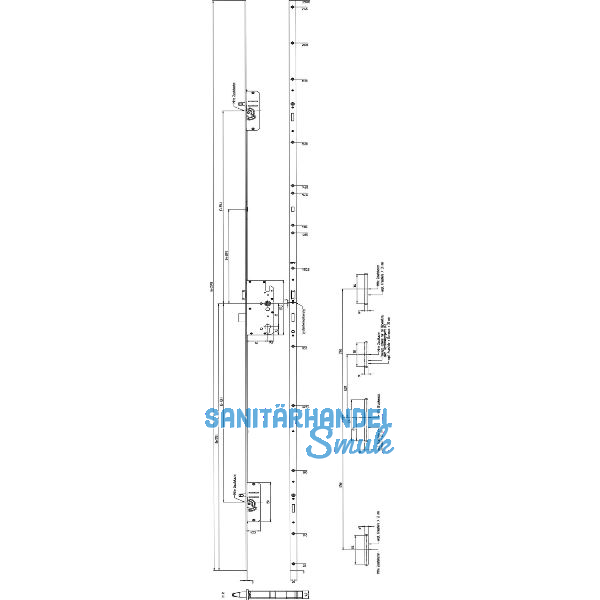 KFV MFV-Schloss BS 2300 �NORM, DM 65, Stulp 20 mm eckig, silber verzinkt